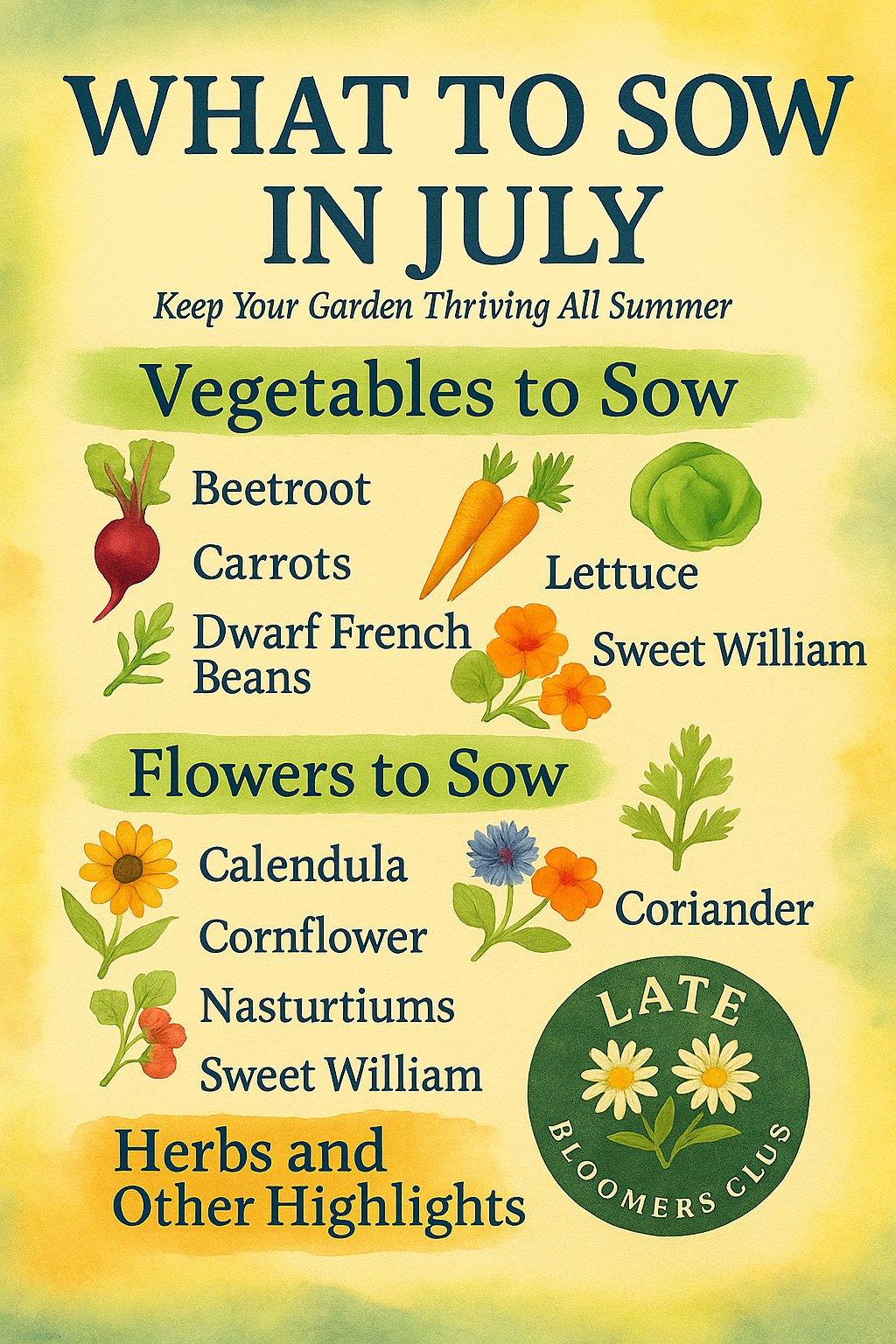 🌿 What to Sow in July: Keep Your Garden Thriving All Summer inc free sowing planner
