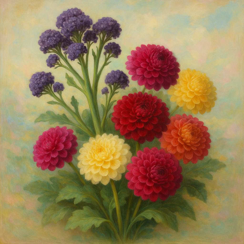 Pomponte Elevate your garden with premium Dahlia Pompone Double Mix Seeds. Enjoy ...