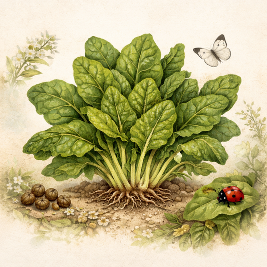 Botanical illustration of Perpetual Spinach (leaf beet/chard family) for Curriott Hill Nursery seeds
